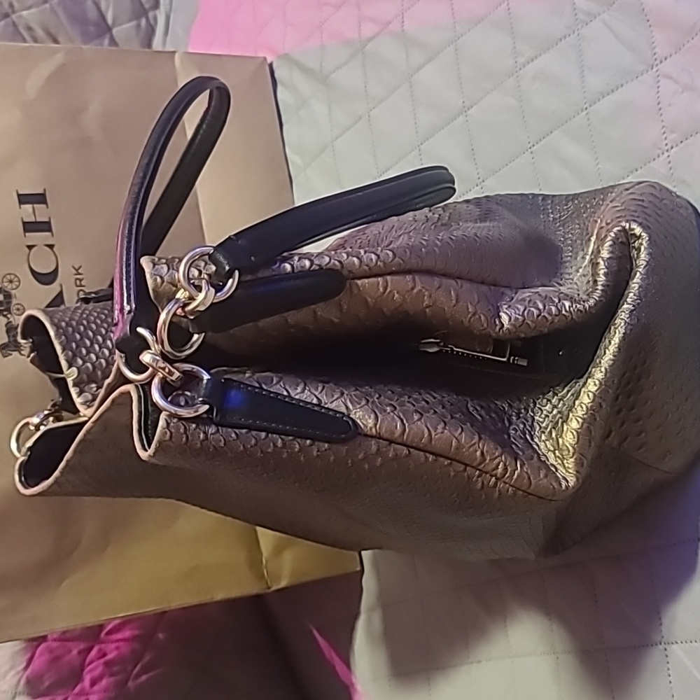 Coach Phoebe Metallic Snakeskin Handbag - Picture 7 of 10